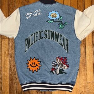 Pacsun varsity jacket denim bomber size Small